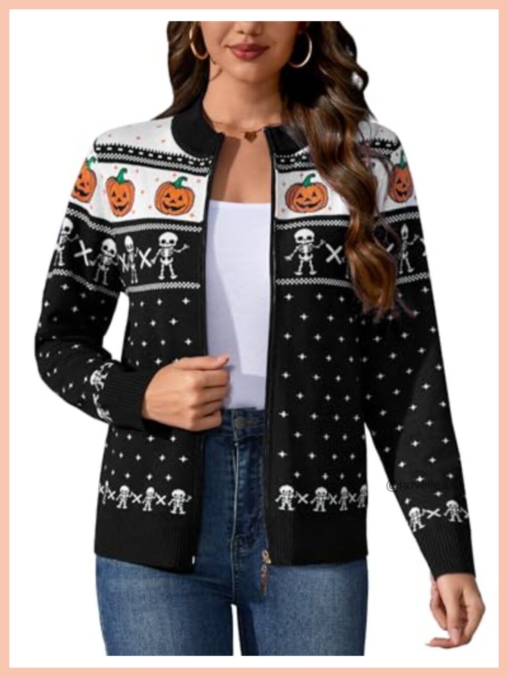 Lightweight Knitted Zip Up Cardigan Sweater Long Sleeve Crew Neck